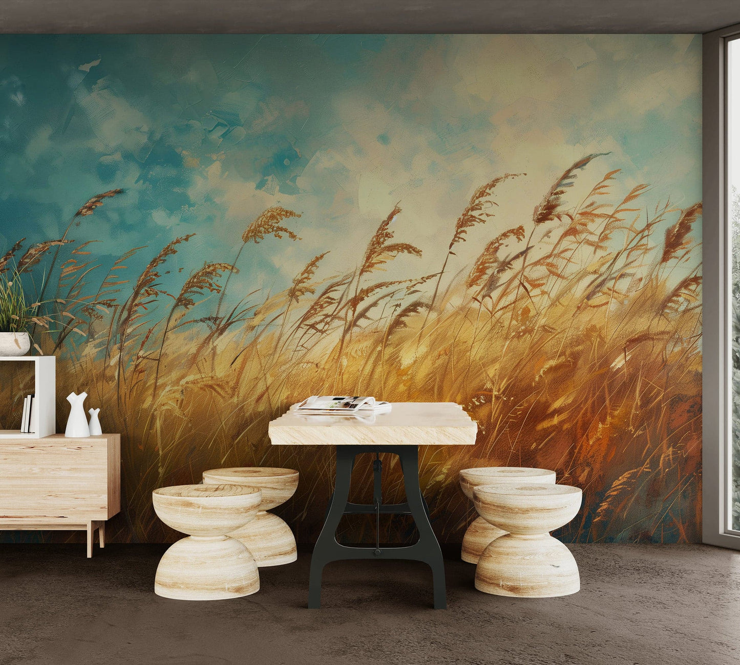 Wildgrass Wallpaper Mural. Rustic Country Farmhouse Theme. #7017