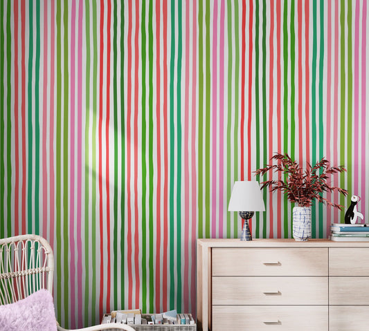 Color Vertical Stripes Pattern Wallpaper Mural. #7034