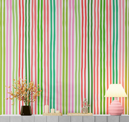 Color Vertical Stripes Pattern Wallpaper Mural. #7034