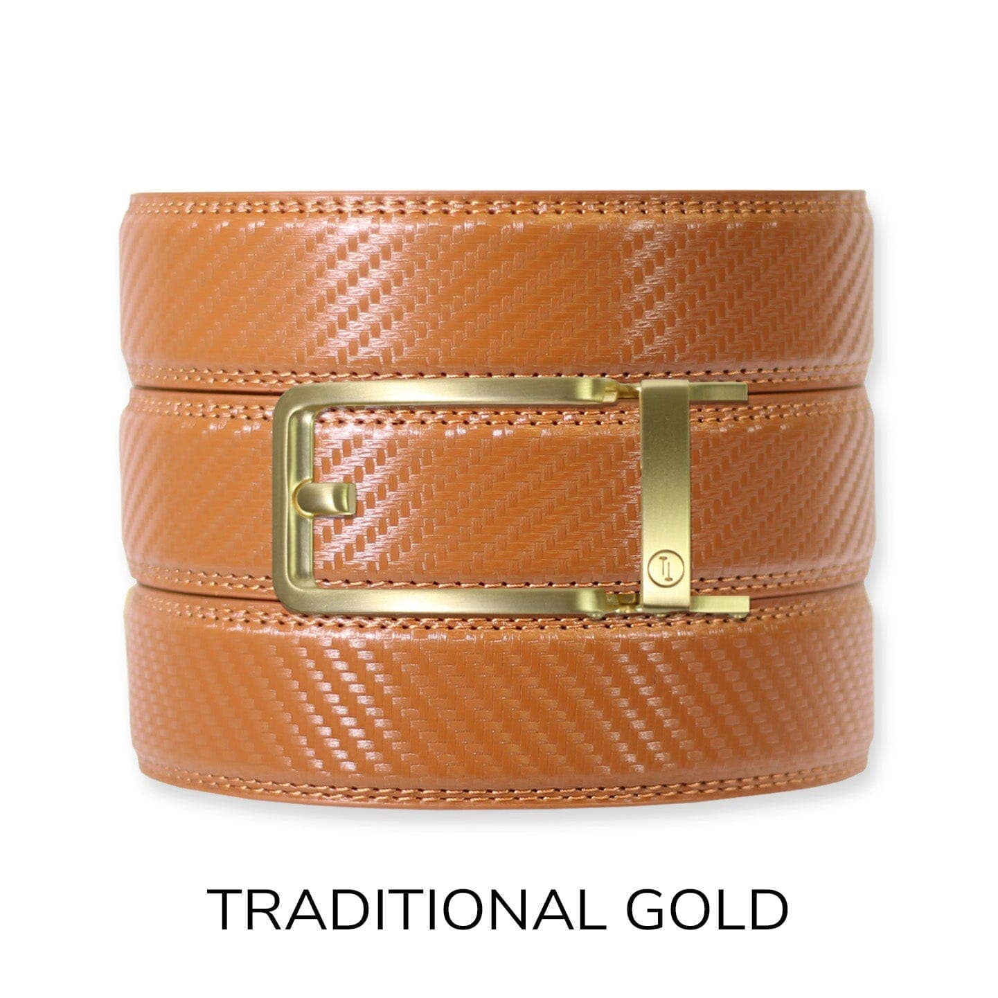 Carbon British Tan Leather Ratchet Belt & Buckle Set
