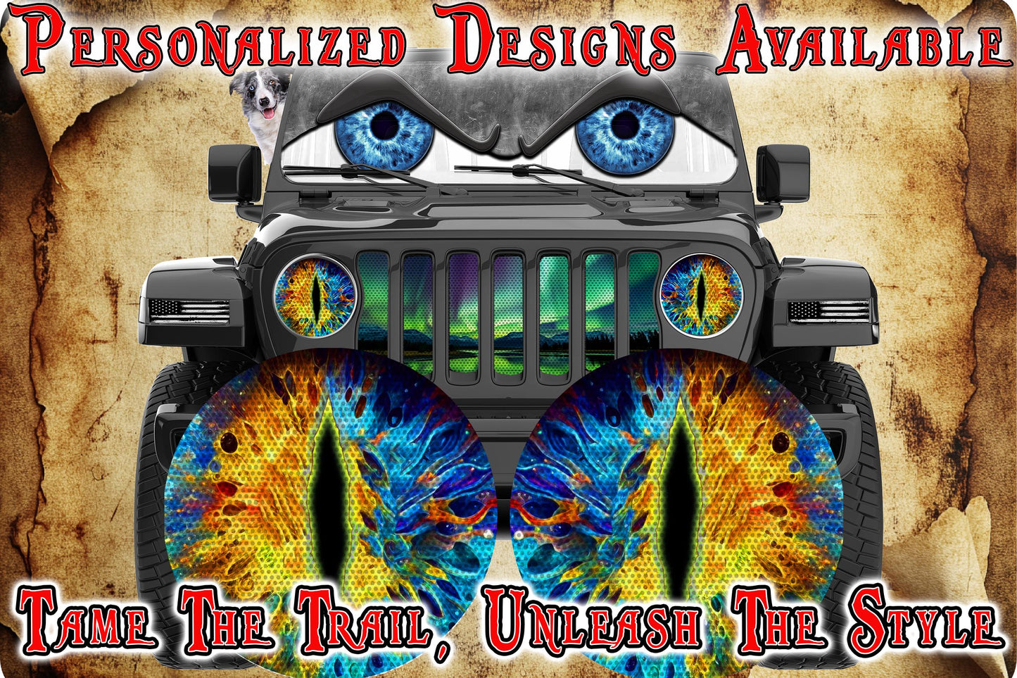 gold and blue moon cat eye for the headlight