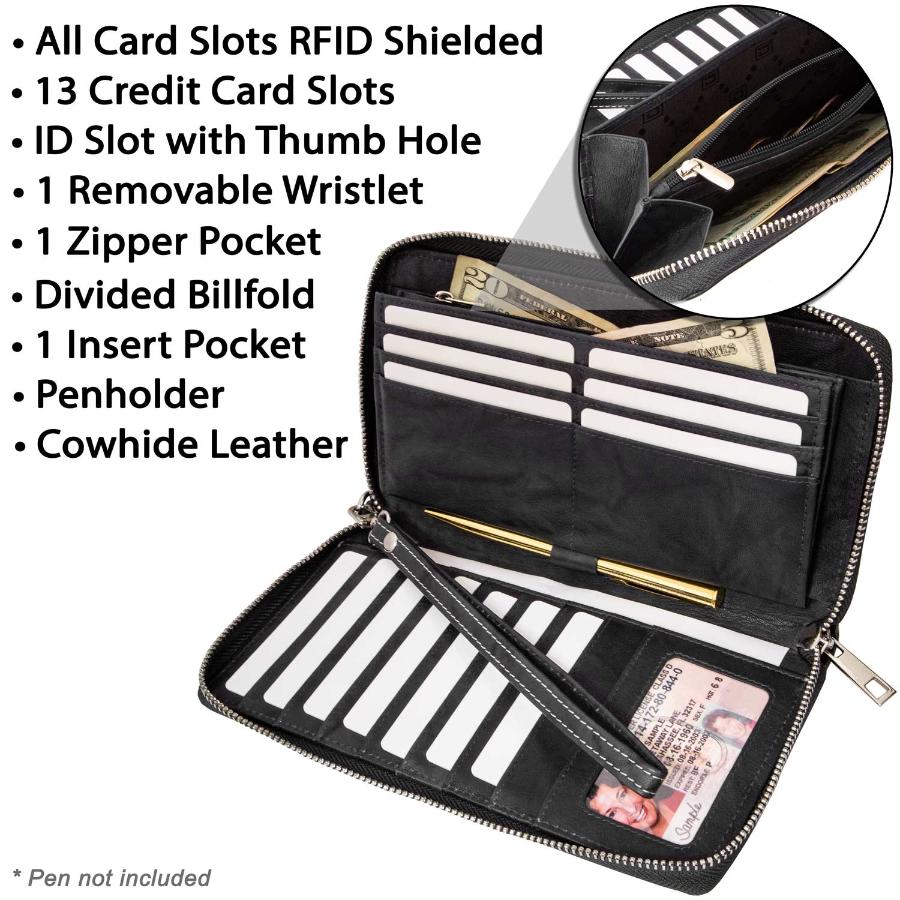 Women's RFID Blocking Zip-Around Clutch