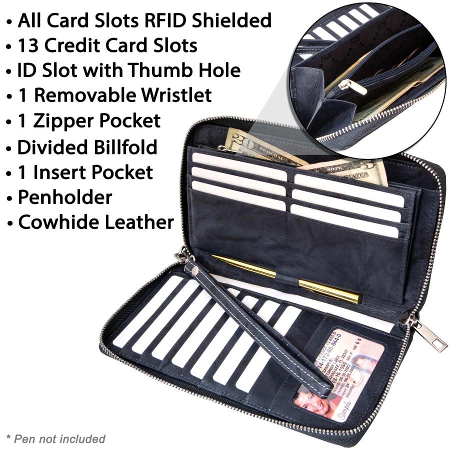 Women's RFID Blocking Zip-Around Clutch