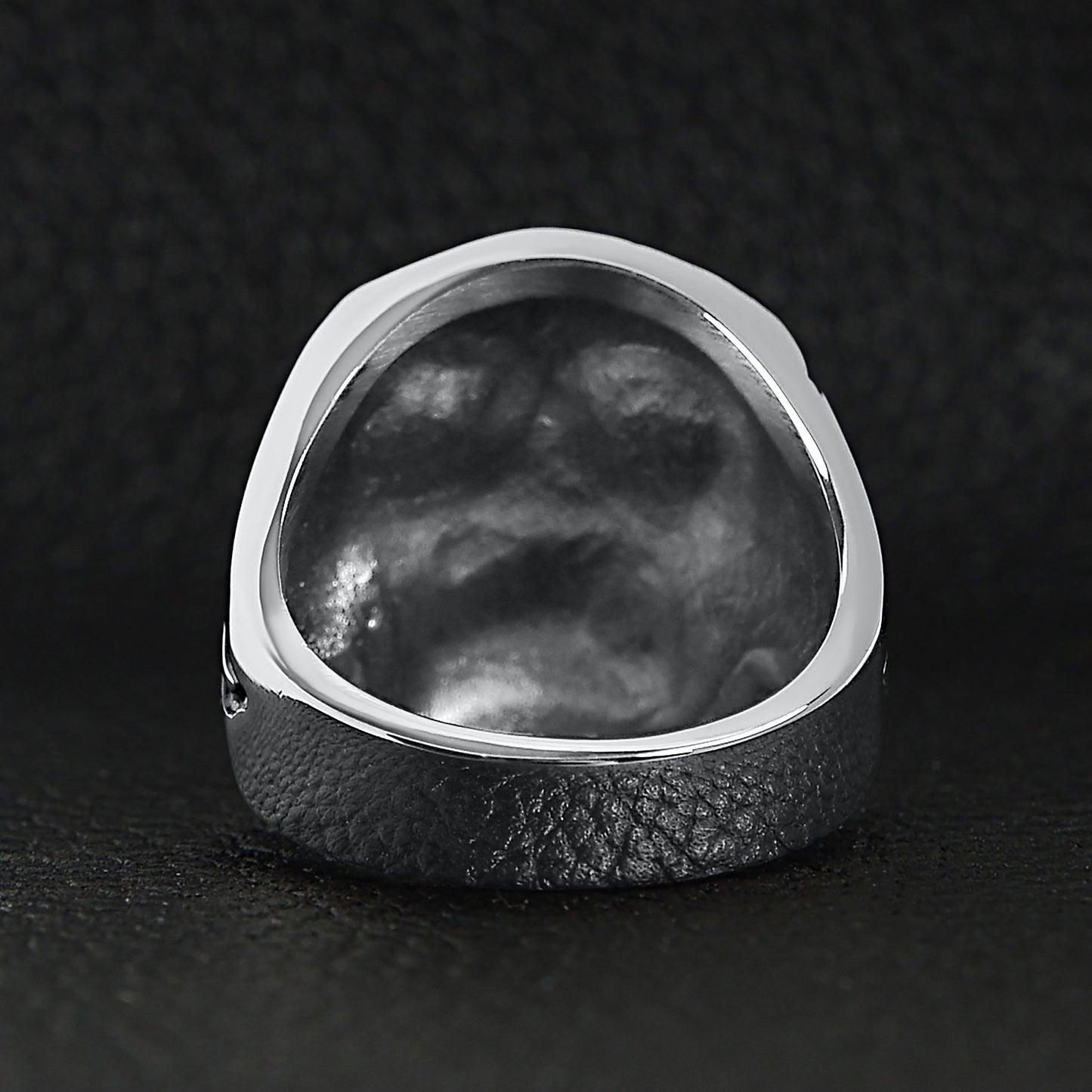 Stainless Steel Bullet Cigar Smoking Red CZ Eyed Skull Ring