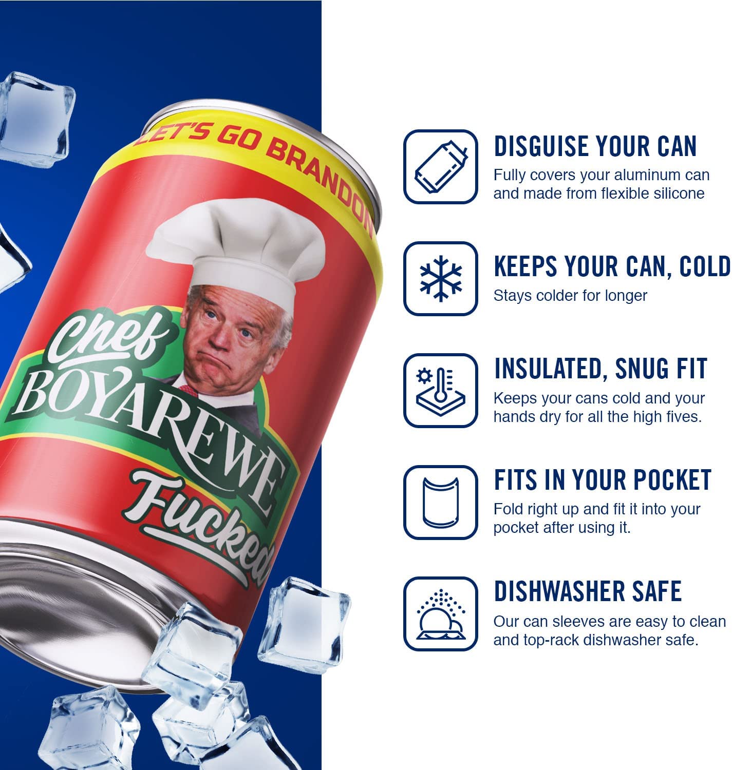 Chef Boy Are We Fucked Beersy Silicone Sleeve Hide-a-Beer Can Cooler