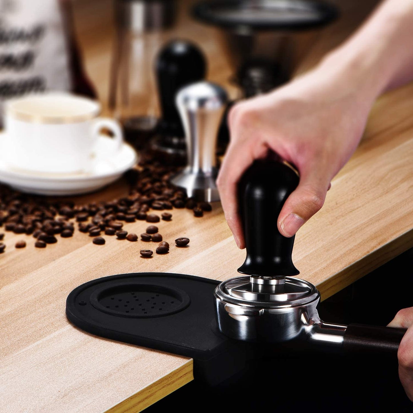 Espresso Coffee Tamping Mat Anit-Slip Black
