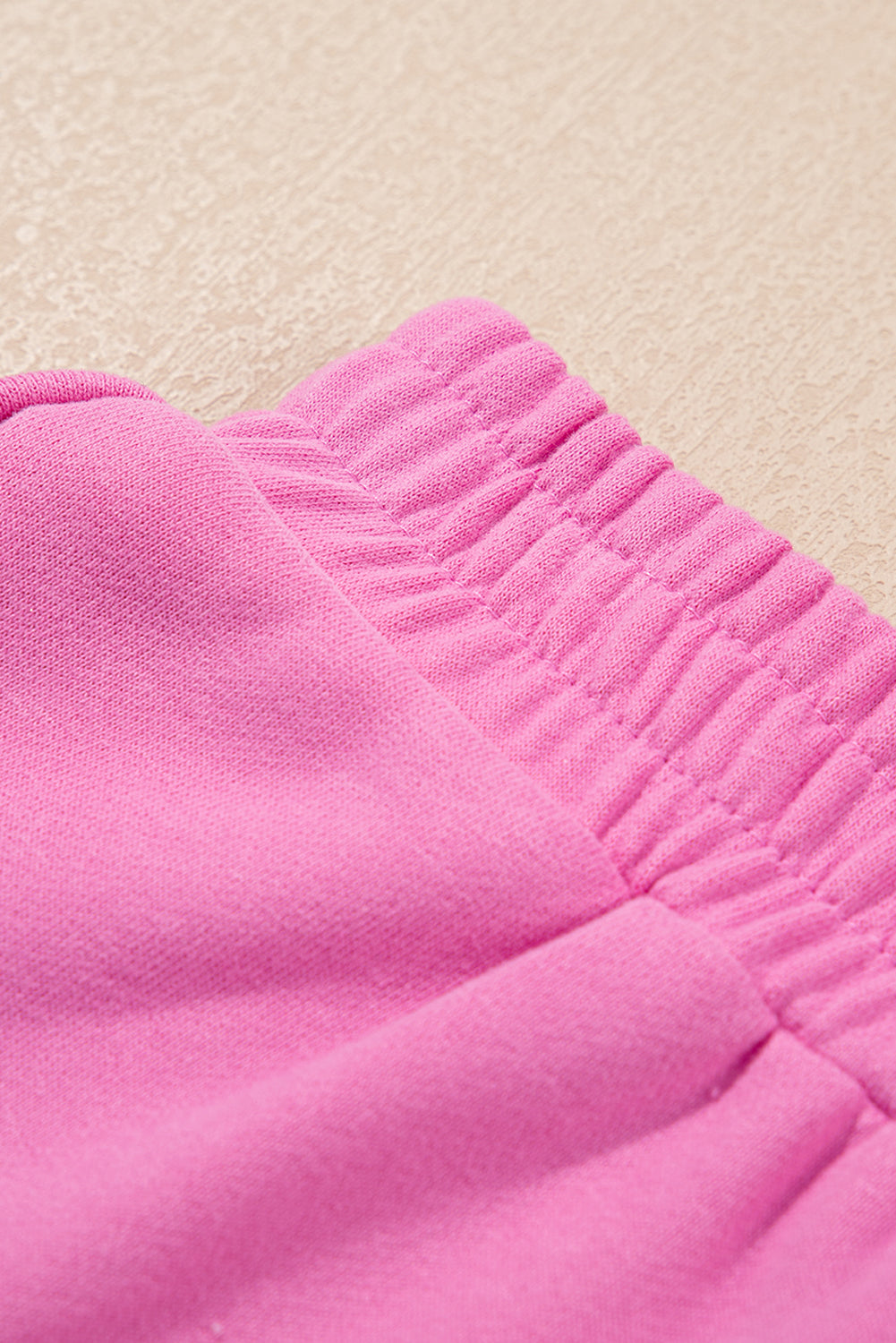 Apricot Striped Accent Pullover and Shorts Two Piece Casual Set