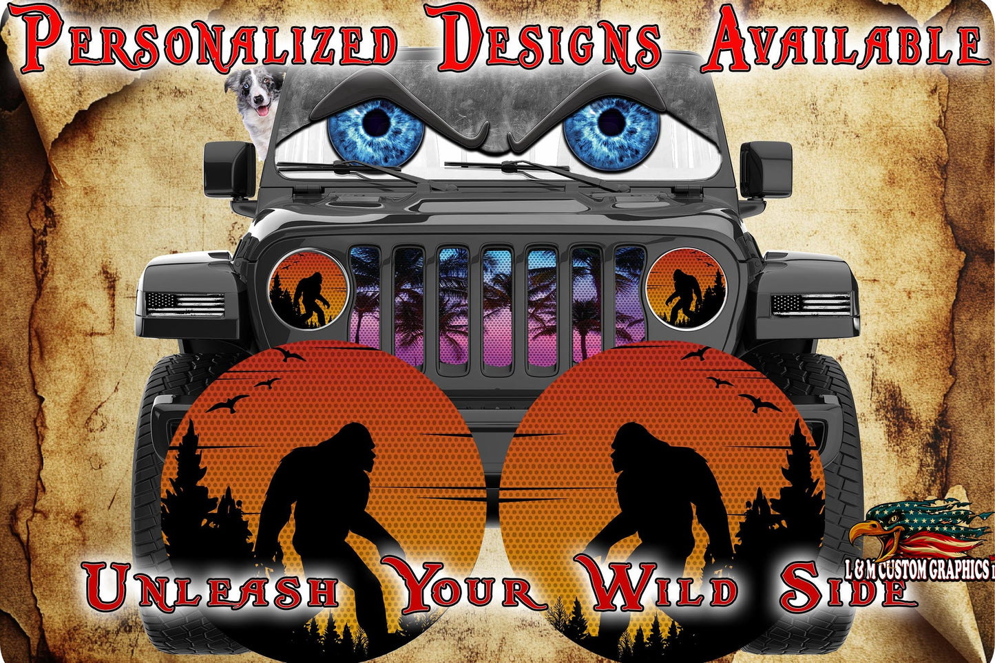 Bigfoot round headlight decals