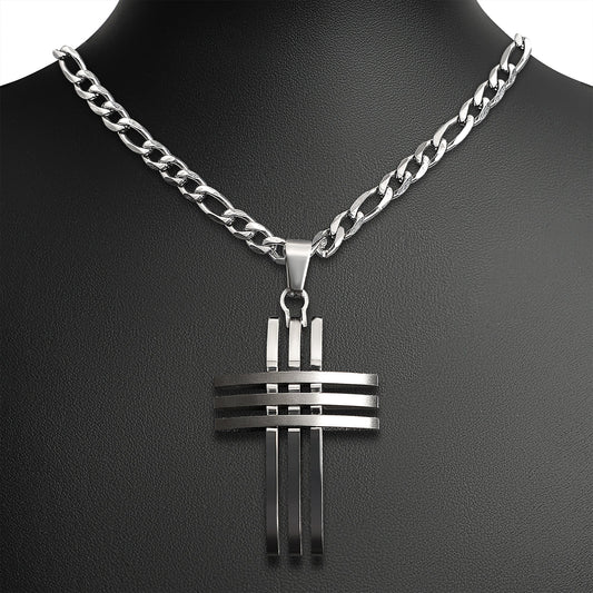 Stainless Steel Triple Cross Trinity Necklace