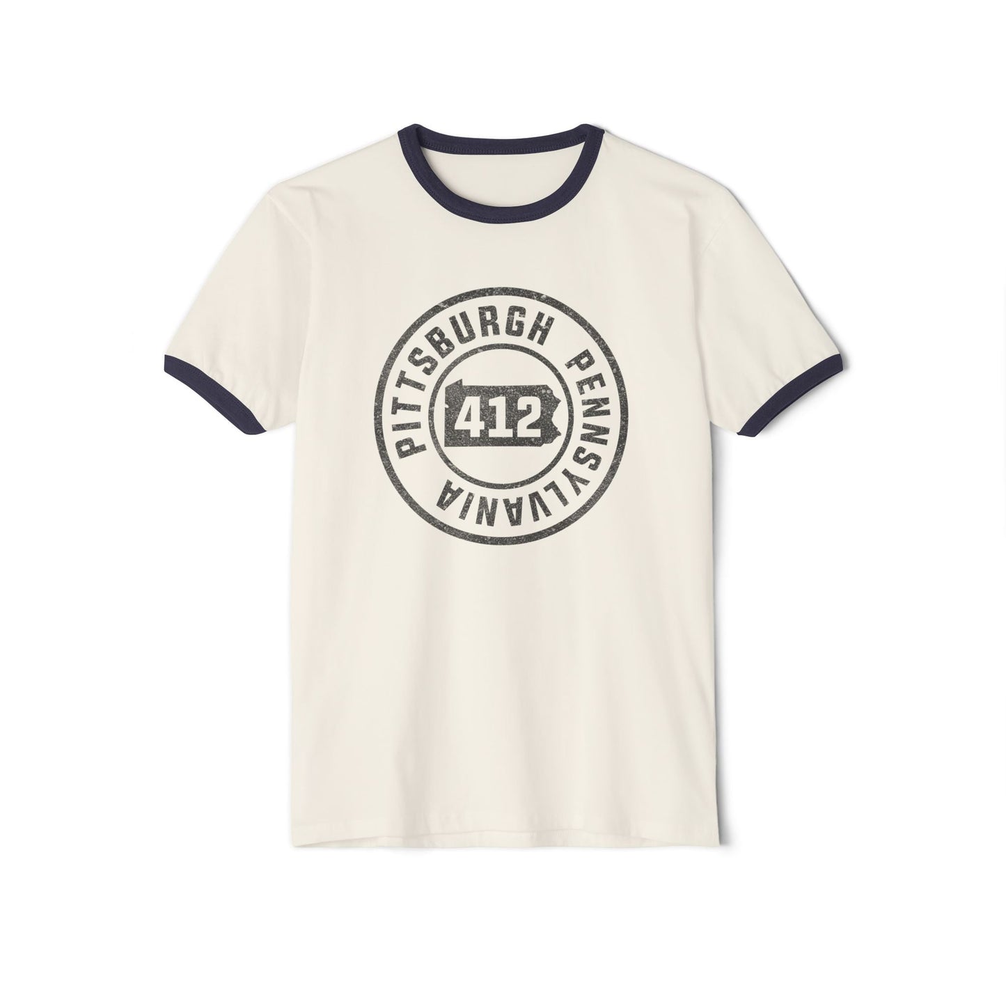 412 Area Code Pittsburgh Pa Stamped Ringer T-Shirt