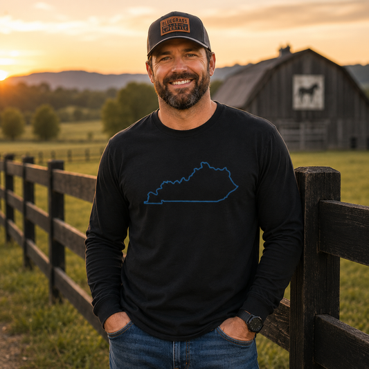 Kentucky State Outline Long Sleeve Shirt | Minimalist Design | Classic Cotton