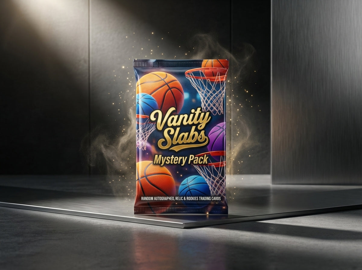 Vanity Slabs Retail Bundle 1 x Slab, Book Case, Pick & One Random Mystery Card Baseball Football Hockey or Basketball