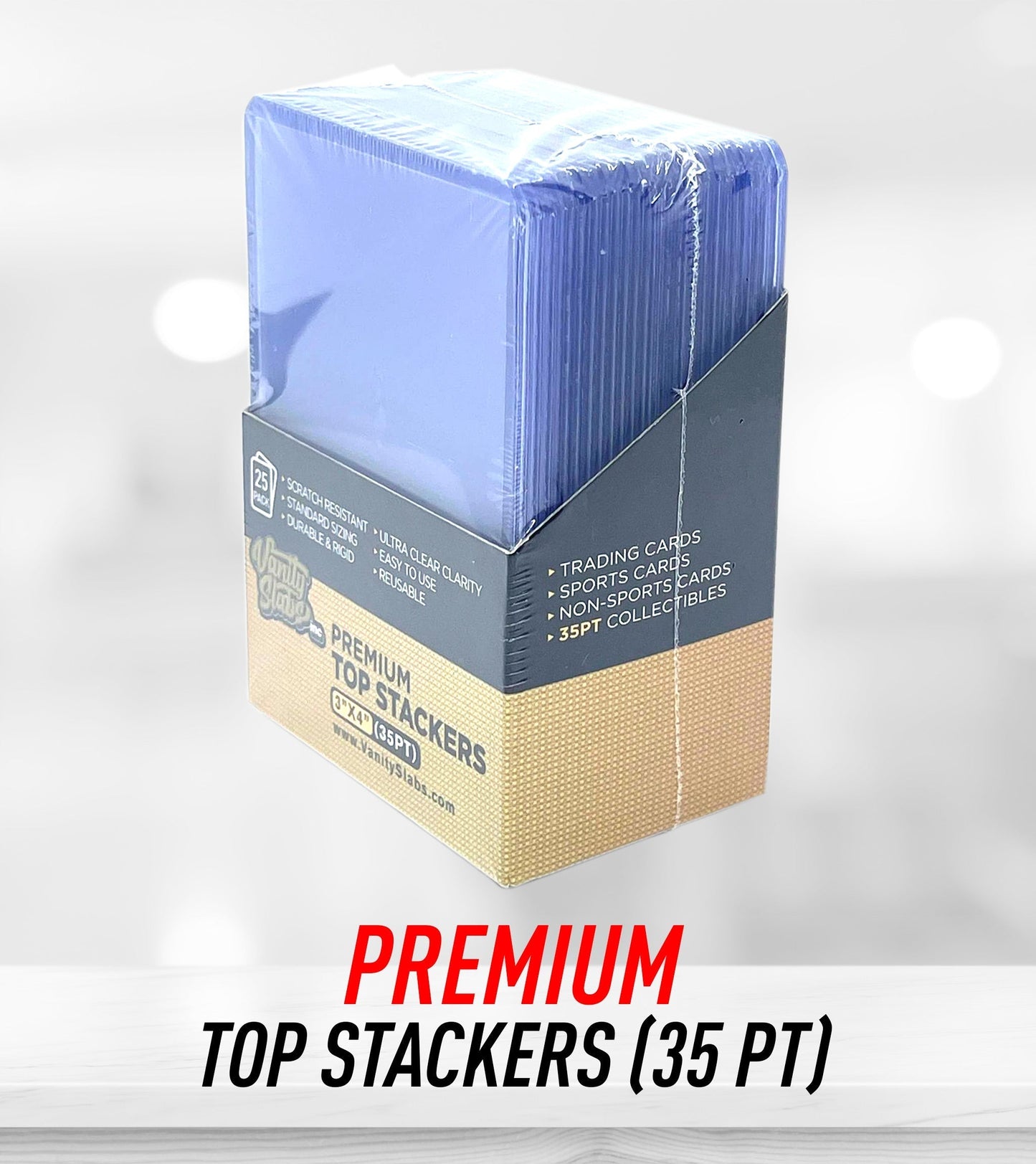 100 Vanity Slabs Premium Top Stackers w/ Film 35pt Card Loaders