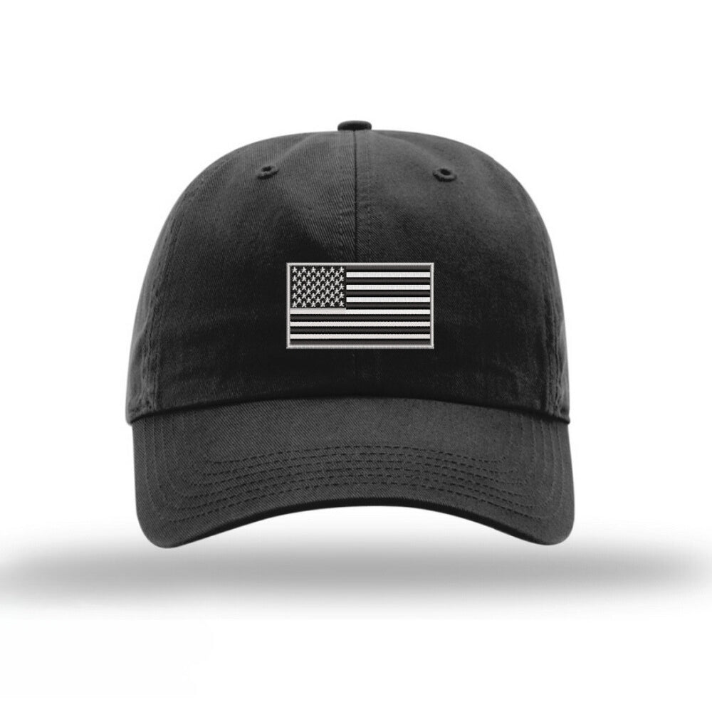 American Flag Unstructured Hat - Black w/ Silver