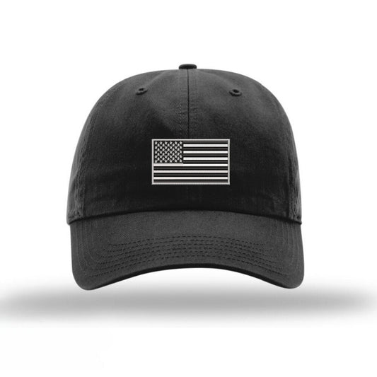 American Flag Unstructured Hat - Black w/ Silver