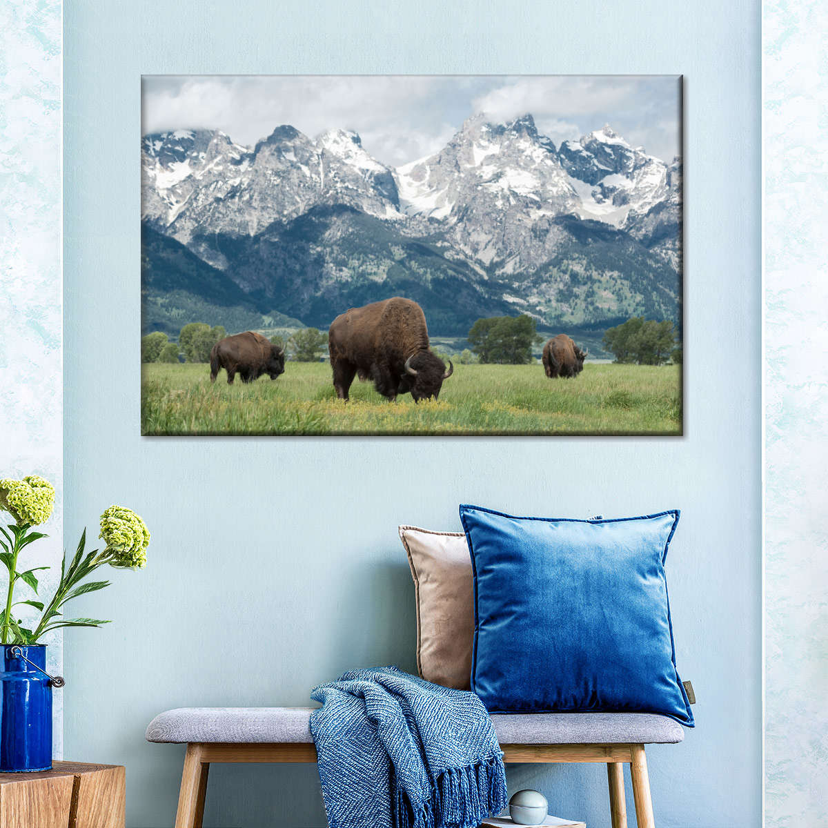 Grazing Teton Bison Wall Art