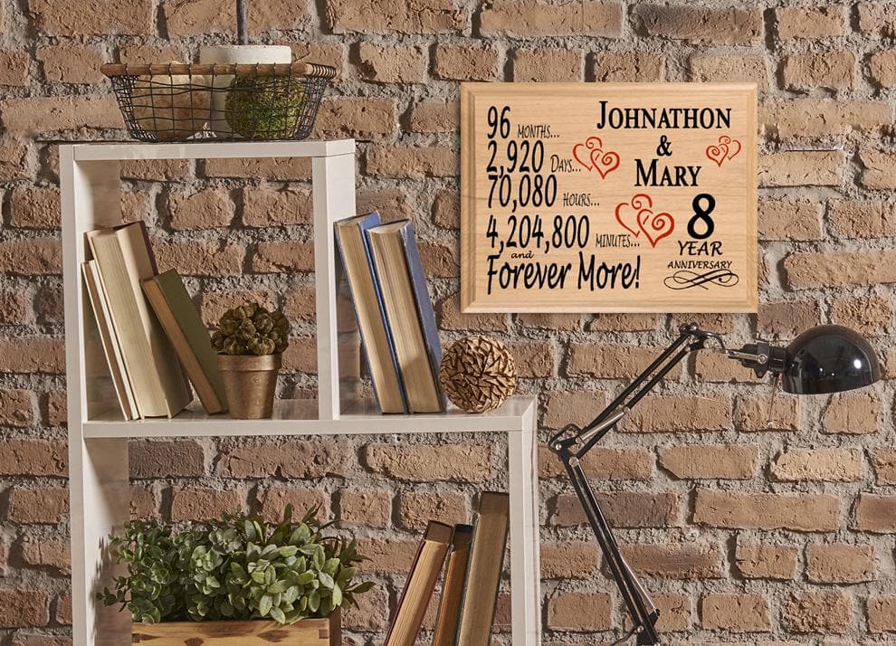 Personalized 8th Anniversary Gift – Custom Wood Keepsake for Husband, Wife, or Couple