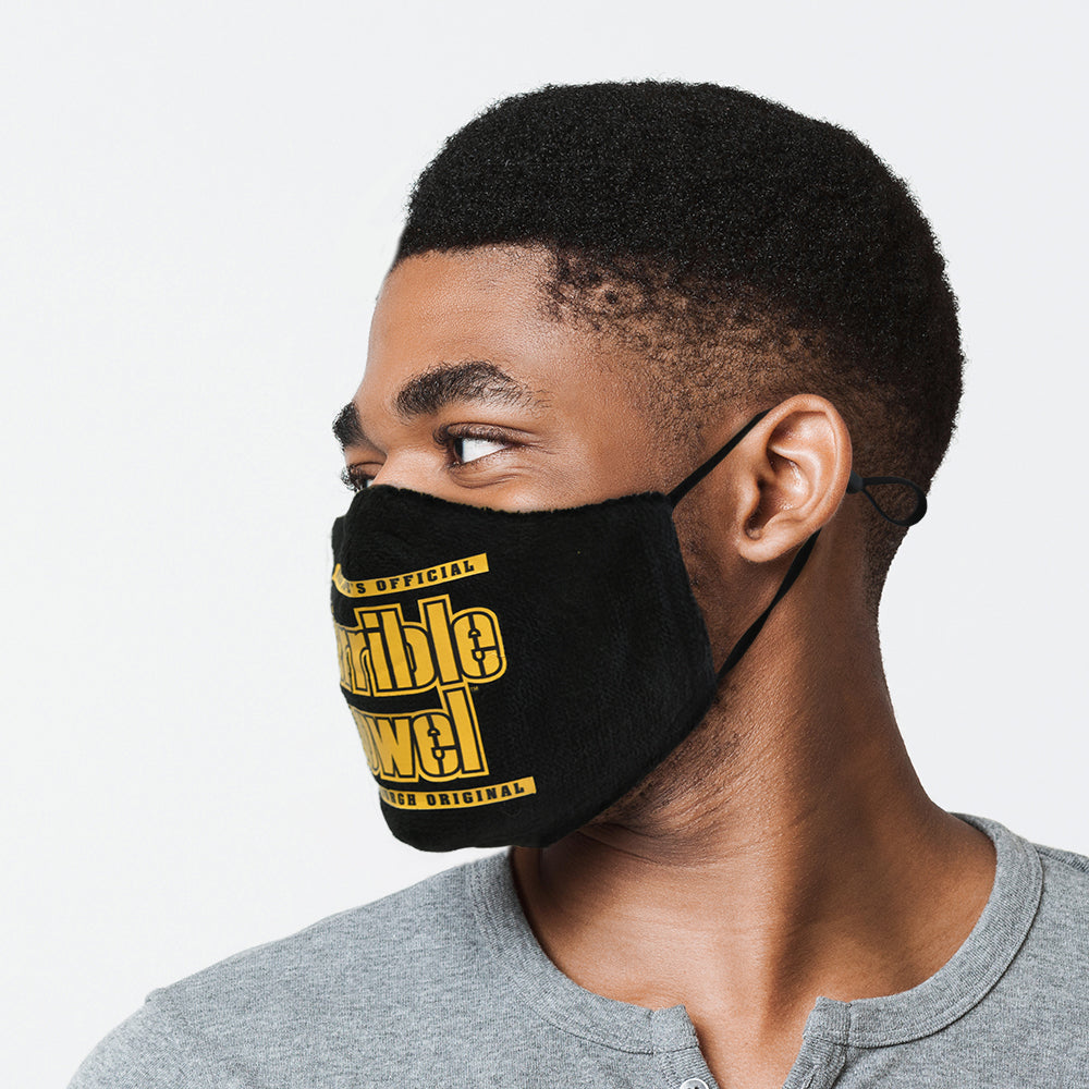Terrible Towel Mask - Pittsburgh Steelers Black NFL Fan Face Covering with Adjustable Straps