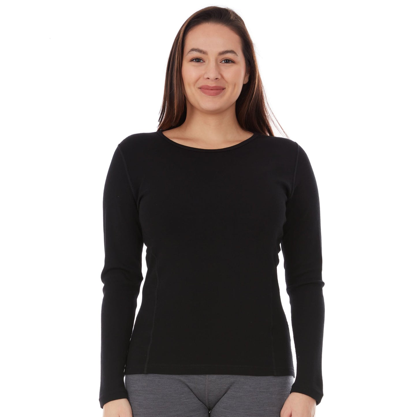 Midweight Women's Wool Crew Top -  100% Merino Wool