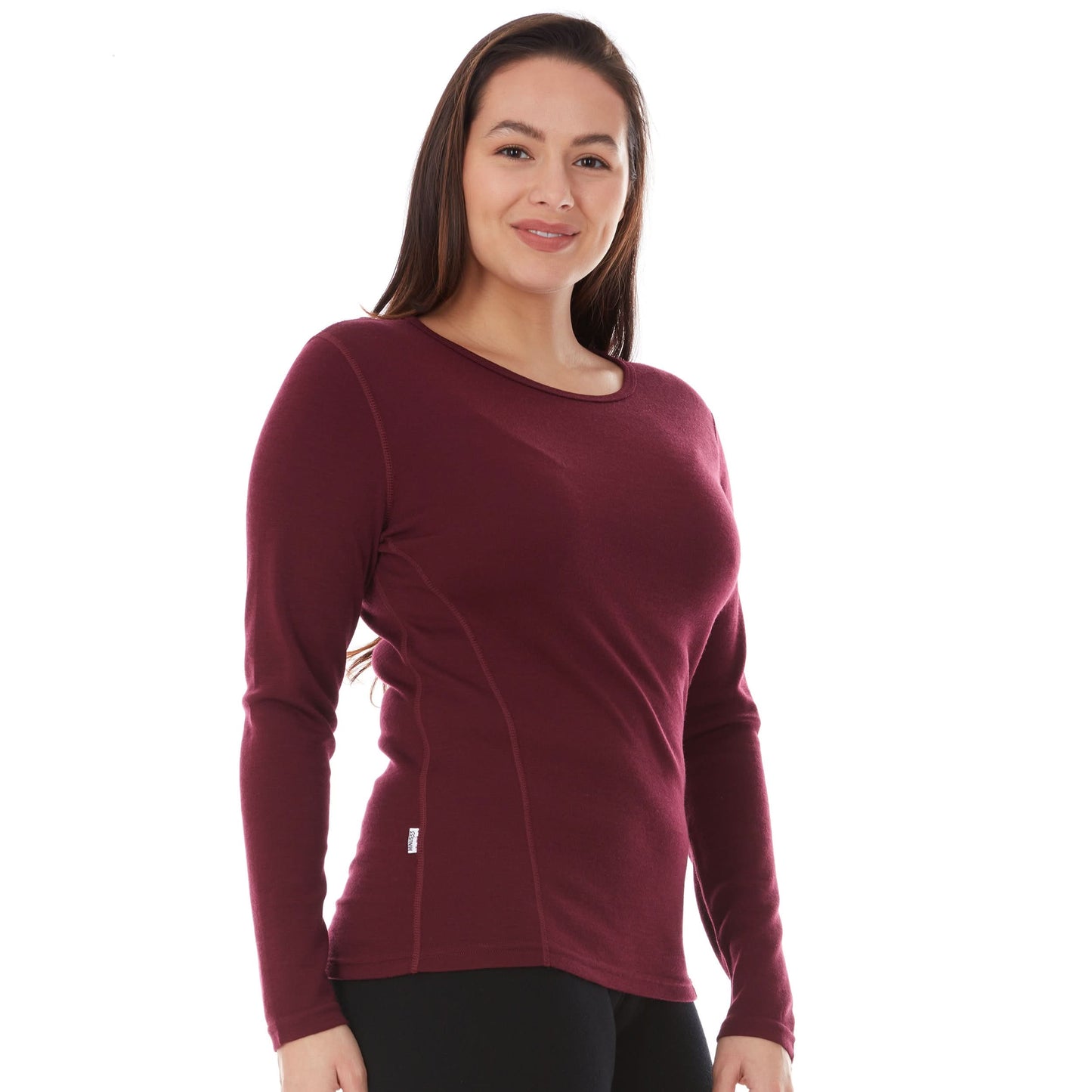 Midweight Women's Wool Crew Top -  100% Merino Wool