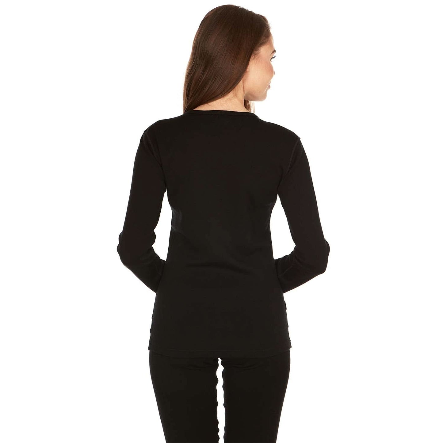 Heavyweight Women's Wool Crew Top Thermal Base Layer - 100% Merino Wool