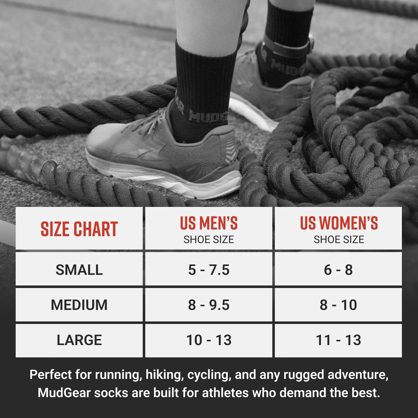 5" Crew Height Trail Running Sock (Black/Gray)