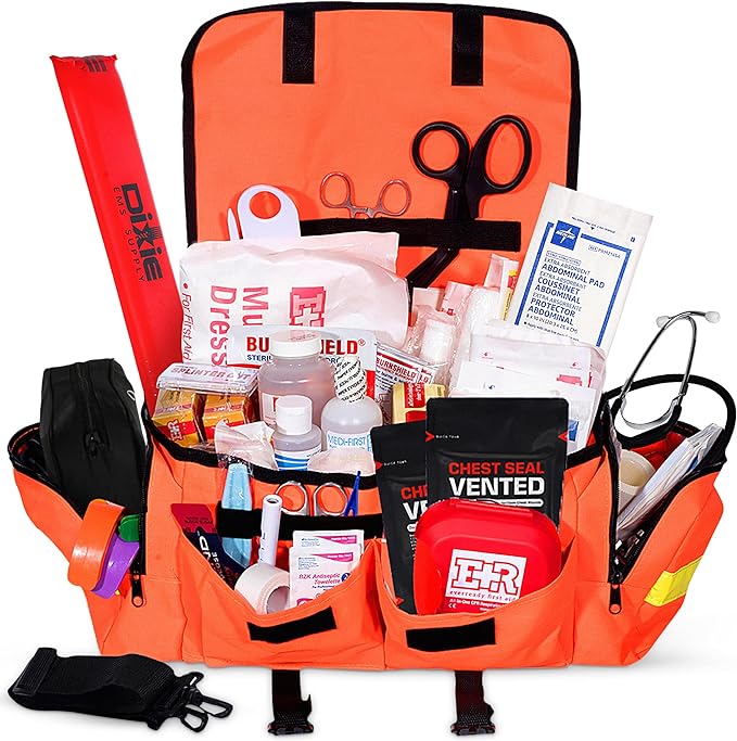Deluxe EMT Trauma Kit - Fully Stocked First Responder Bag
