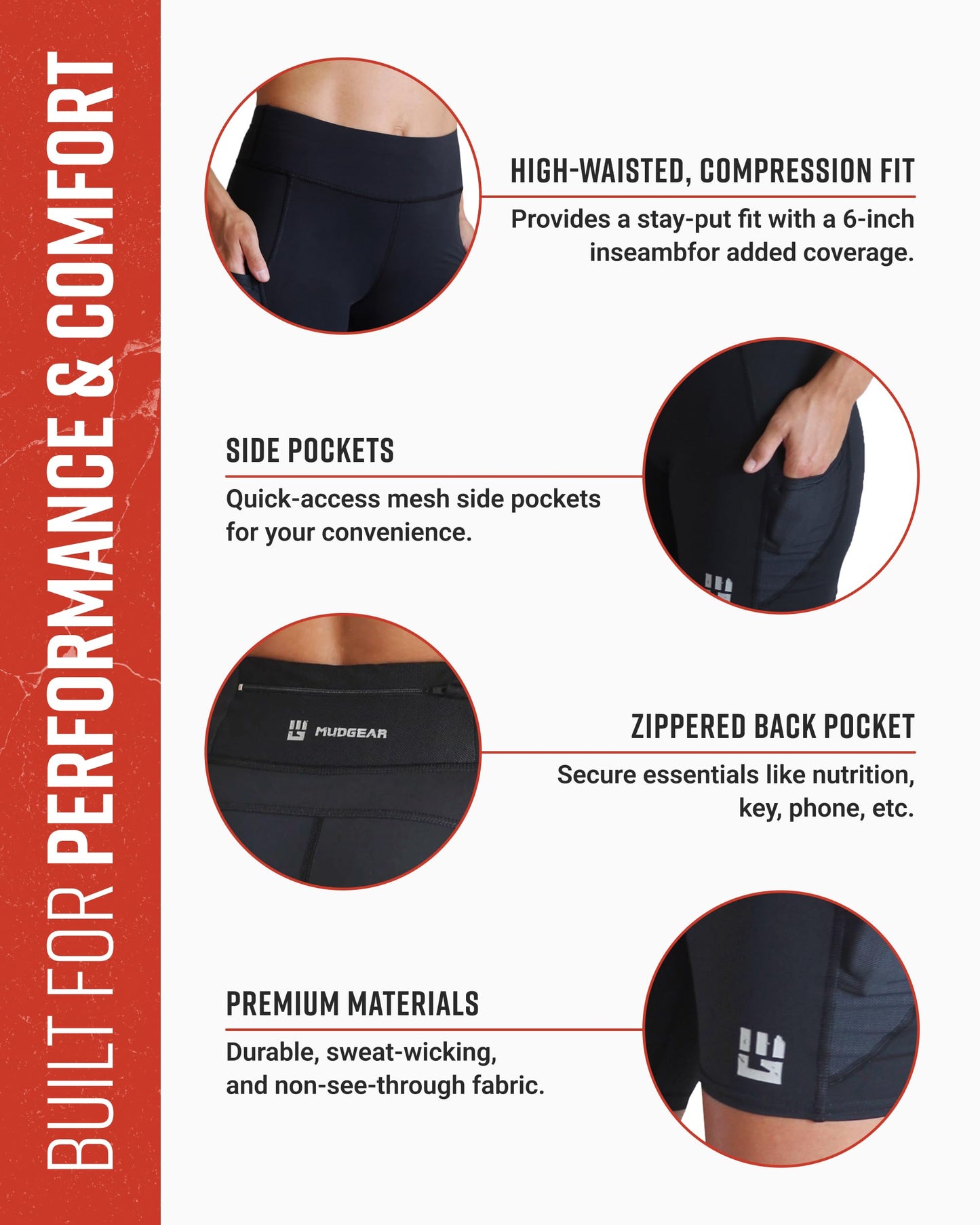 Women's Flex-Fit Compression Shorts 6-inch Inseam