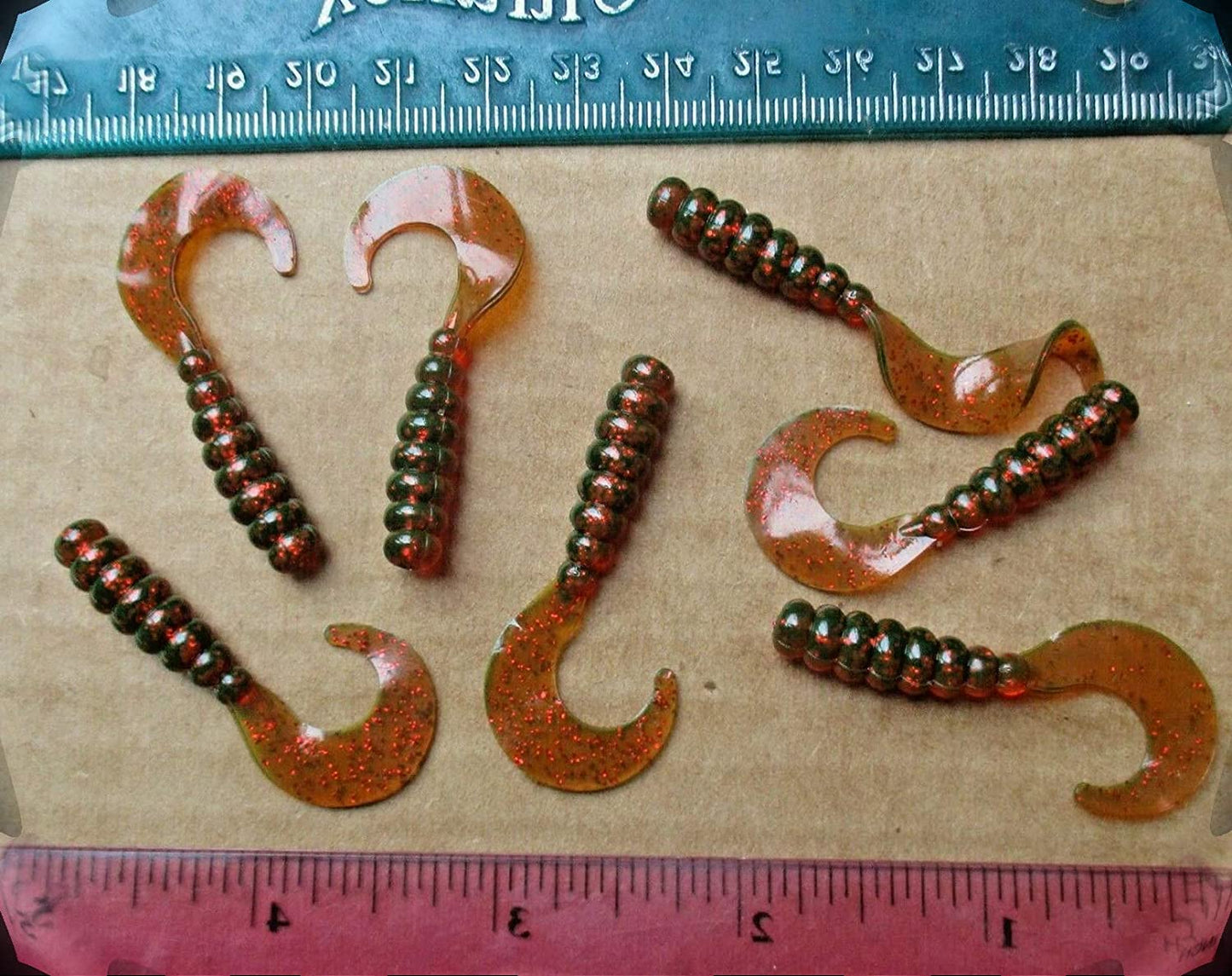 35 ct Cam's  2" Motor Oil Curly Tail Grub Crappie Soft  Jig &Trout ,Bream Panfish
