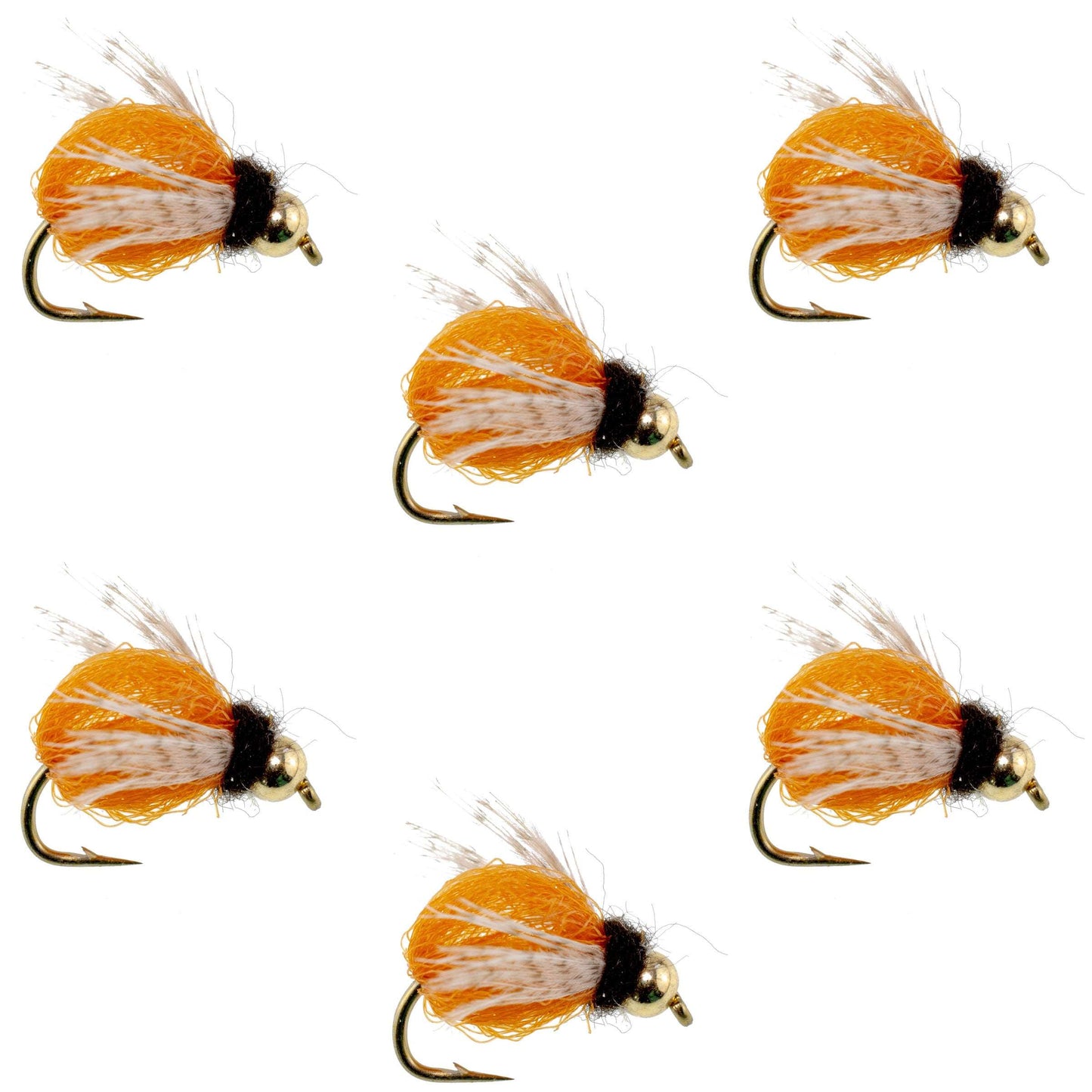 Bead Head LaFontaine Amber Deep Sparkle Caddis Pupa - 6 Flies Hook Size 12