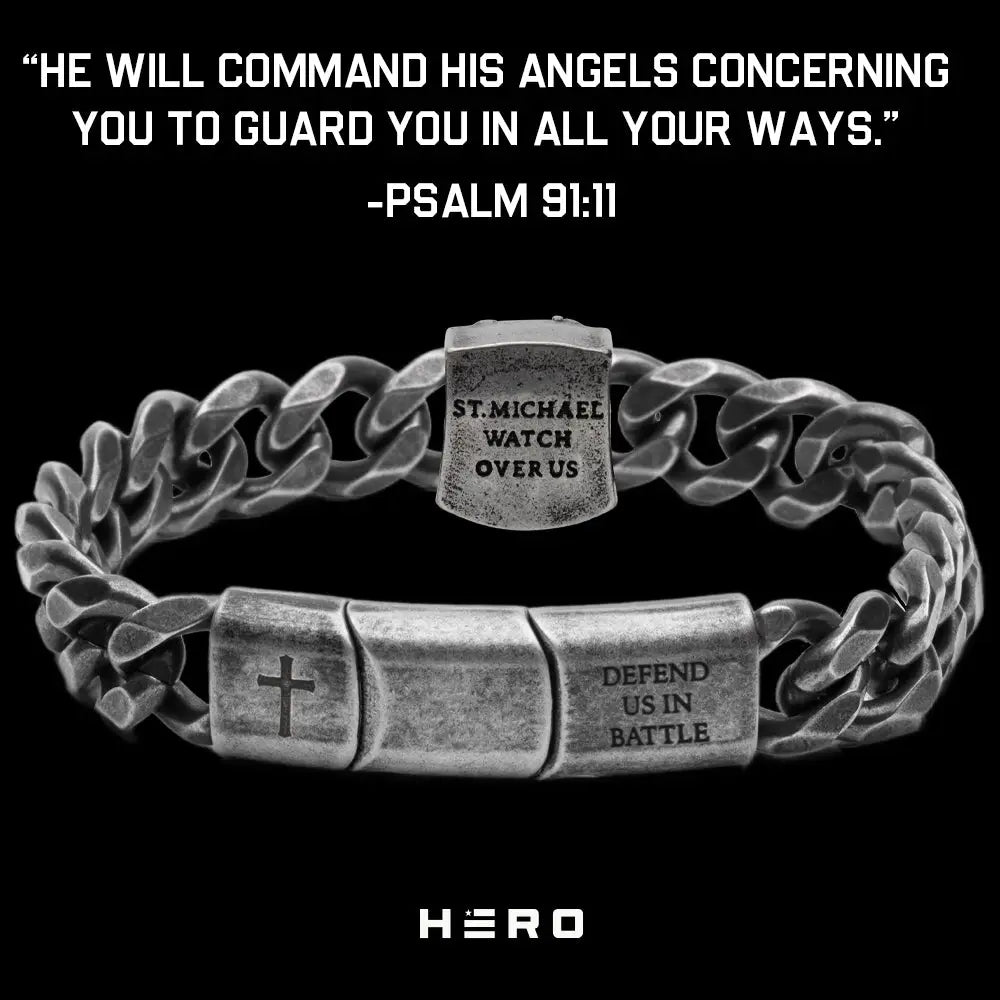 St. Michael's 'protect Us' Cuban Link Bracelet: Helps Pair Veterans with A Service Dog or Shelter Dog
