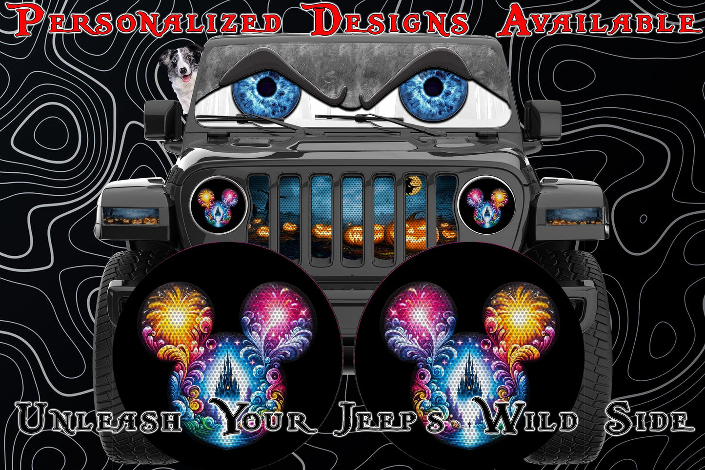 Mouse ears round headlight decals