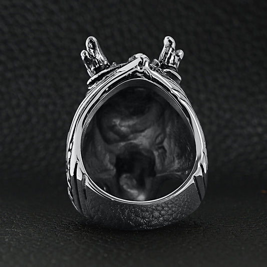 Stainless Steel Eastern Horned Dragon Head Ring
