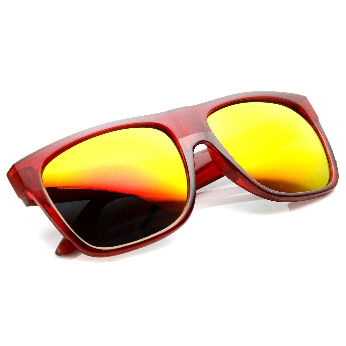 Frosted Retro Flat Top Candy Color Mirrored Lens Sunglasses 8610