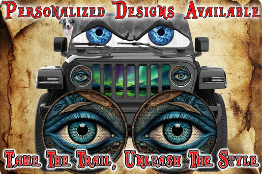 Real eye headlight decals blue green