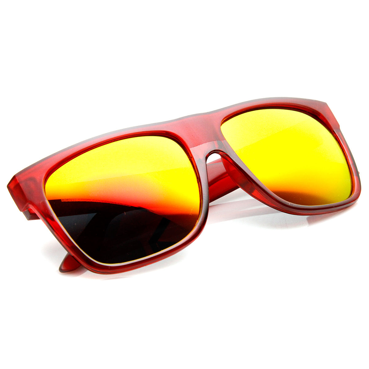 Frosted Retro Flat Top Candy Color Mirrored Lens Sunglasses 8610