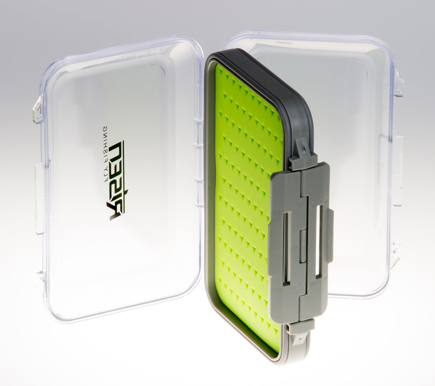 Waterproof fly boxes with green silicone insert