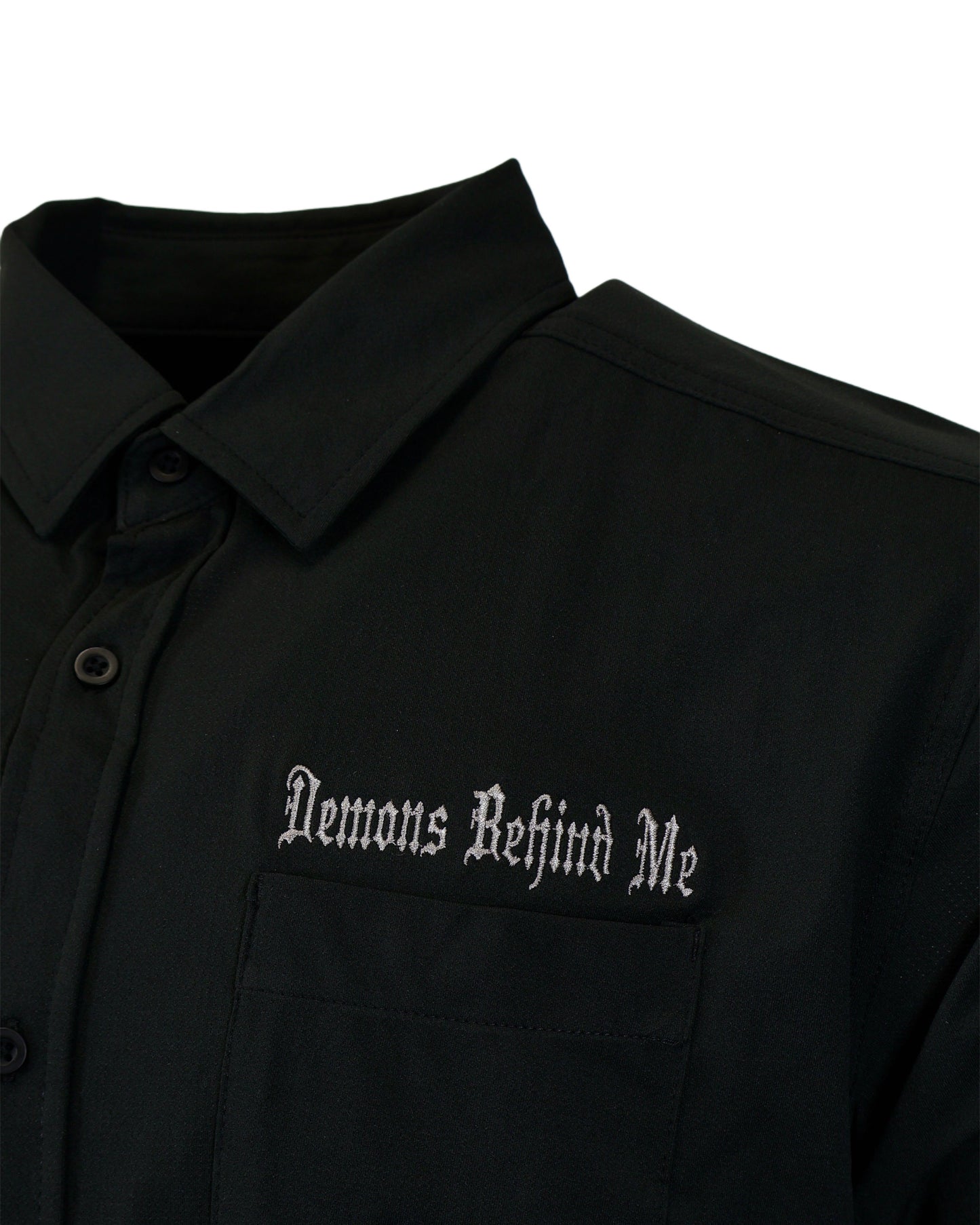 Micro-Perforated, Stretch Embroidered Button-Up