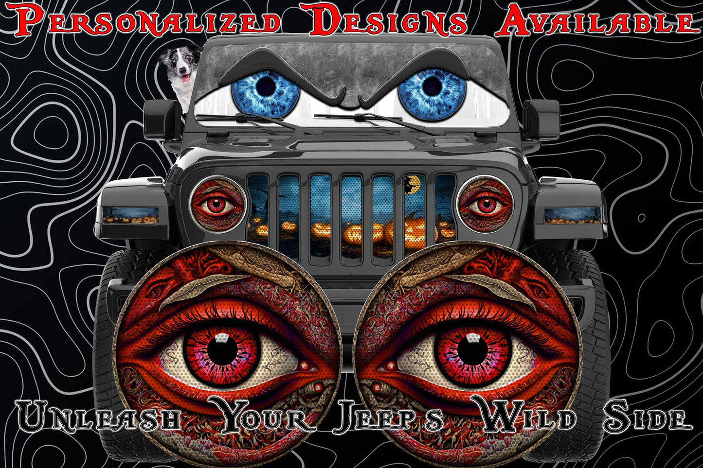 Real eye Red headlight decals