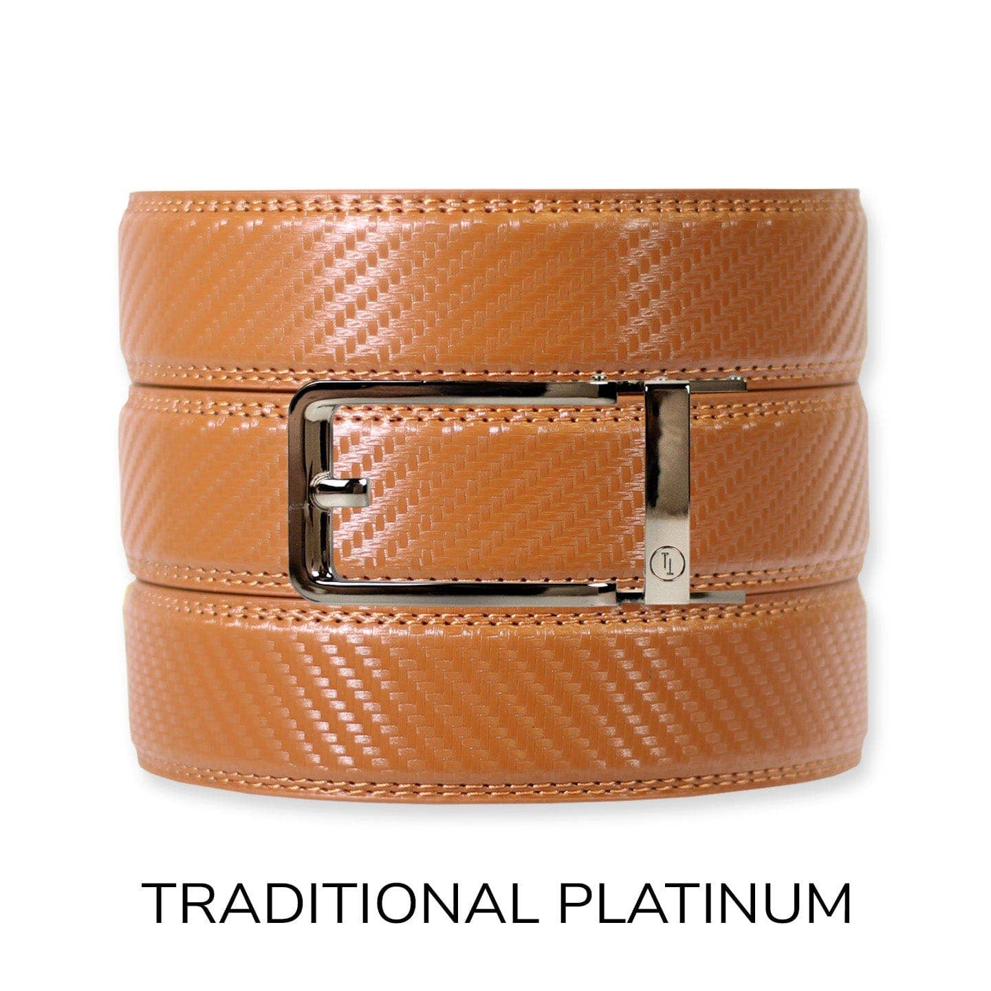Carbon British Tan Leather Ratchet Belt & Buckle Set