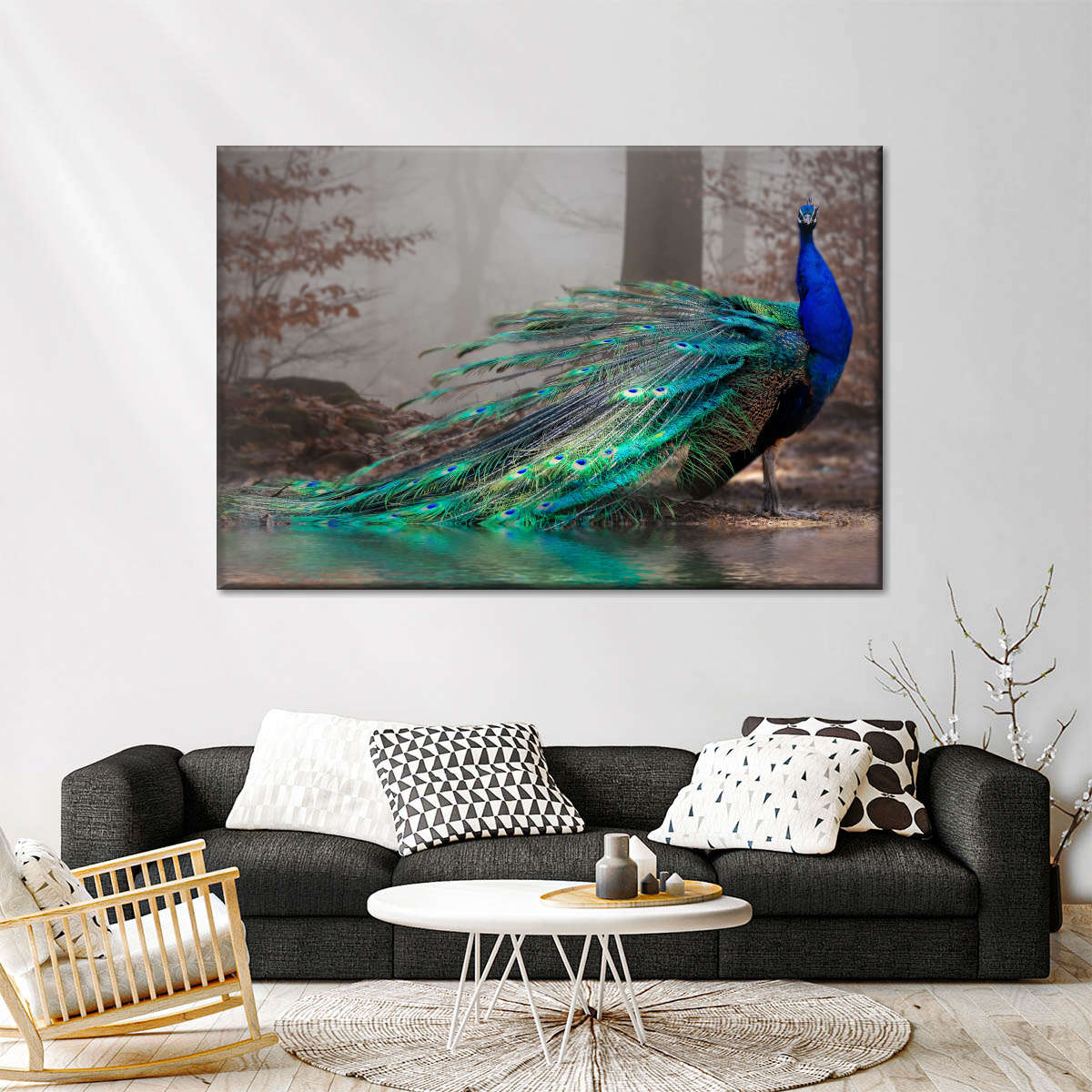 Elegant Blue Peacock Wall Art