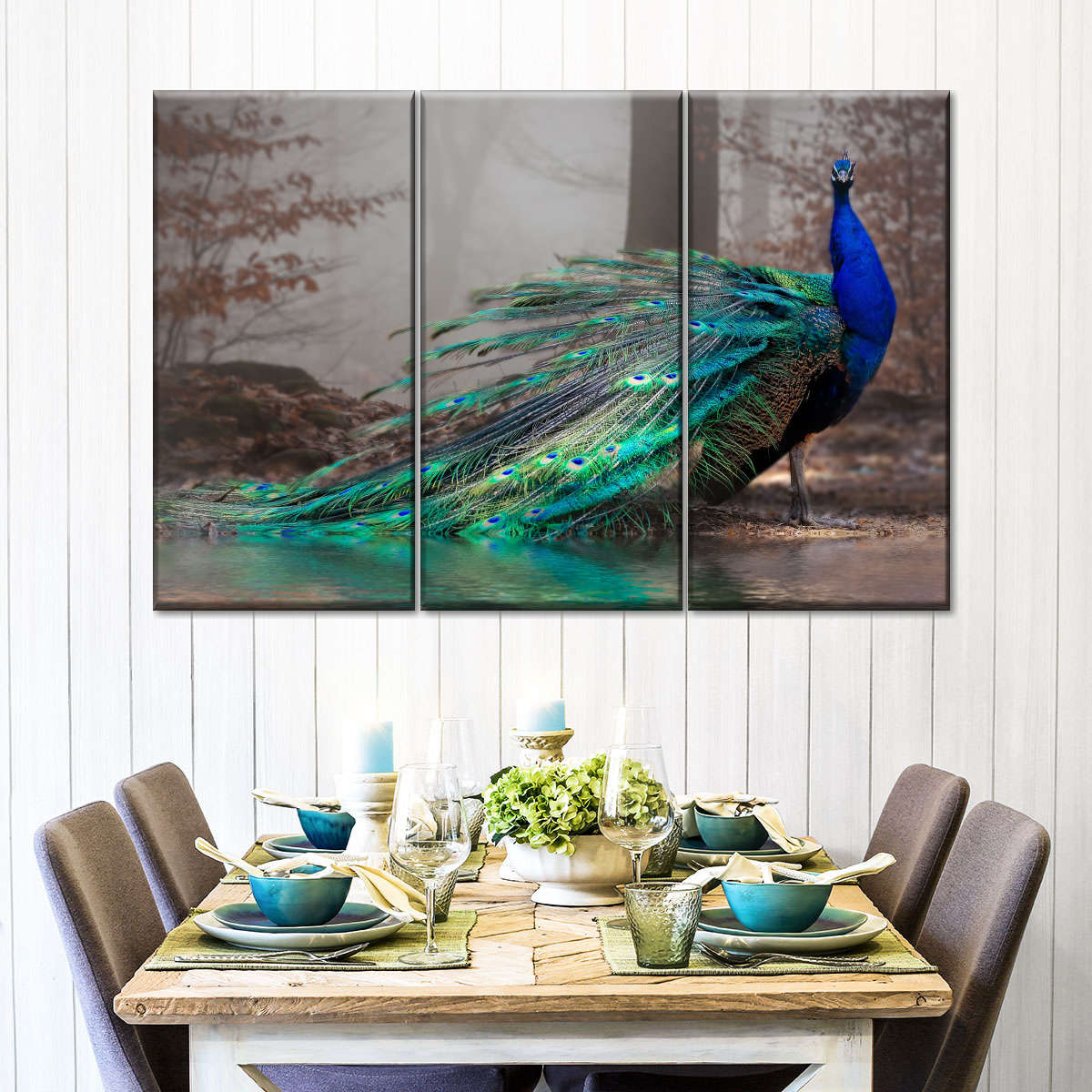 Elegant Blue Peacock Wall Art