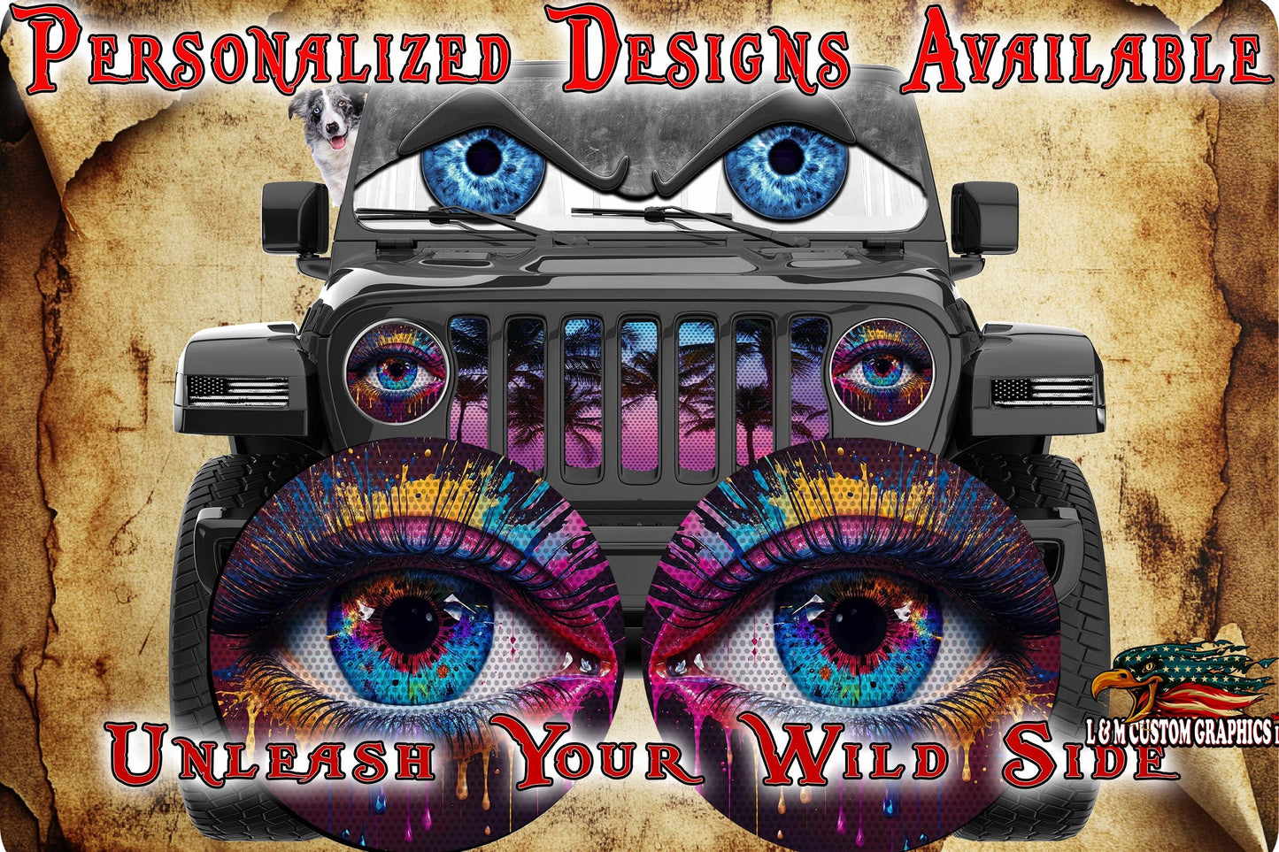 Real eye paint splash headlight decal