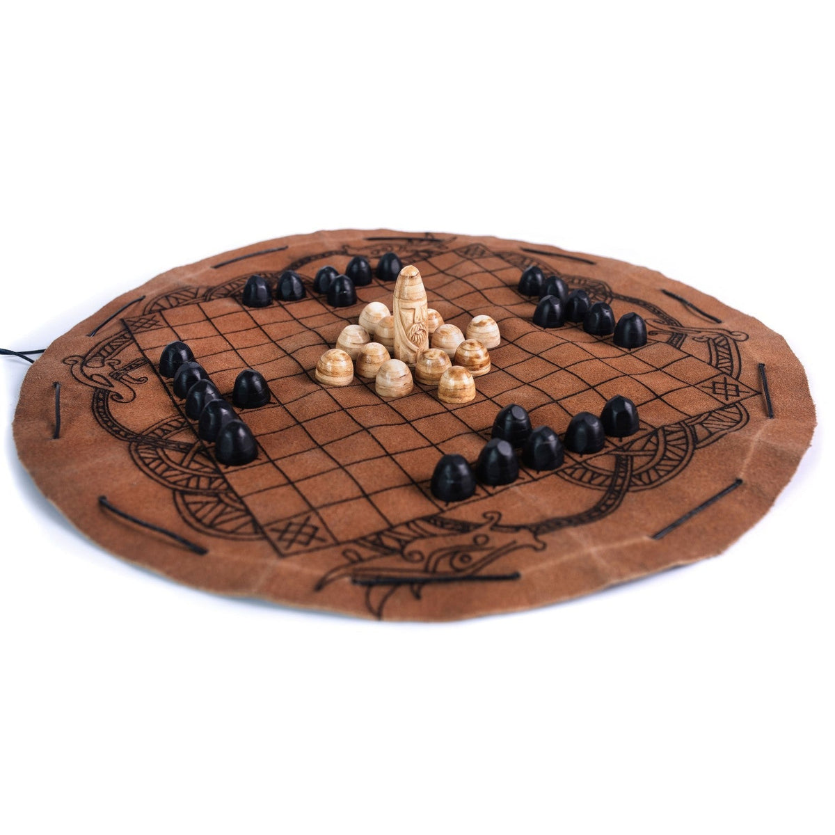 Hnefatafl Travel Set – Leather Board & Pieces