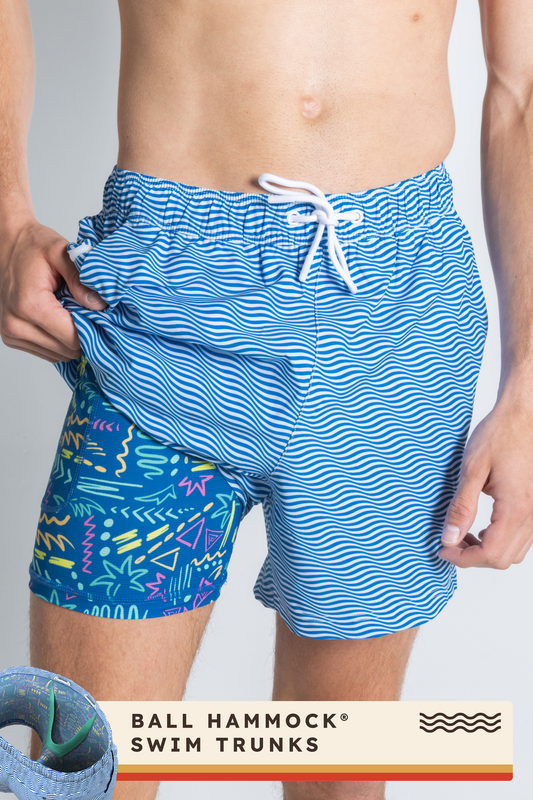 The Swim Lesson | Blue Wave Tropical Ball Hammock® Pouch 8" Swim Trunks
