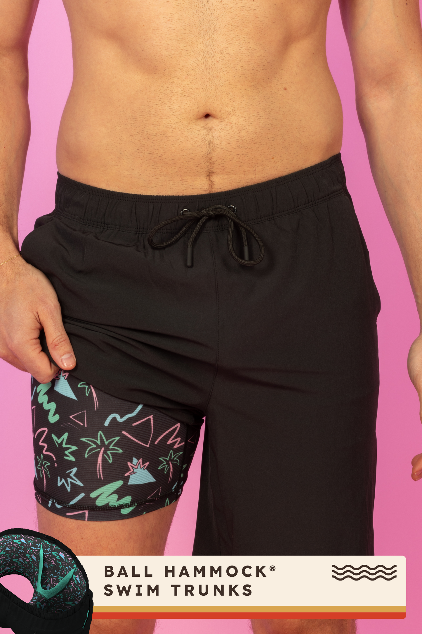 The Catamaran | Black Tropical Ball Hammock® Pouch 8" Swim Trunks
