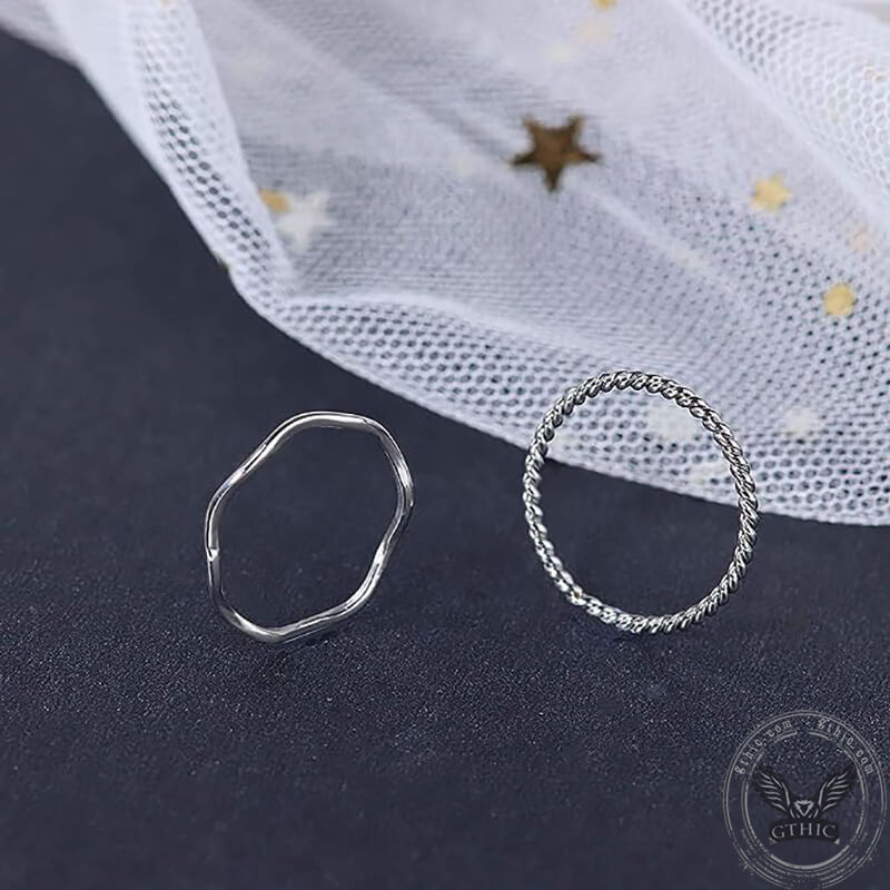 8 Pieces Stainless Steel Minimalist Ring Set