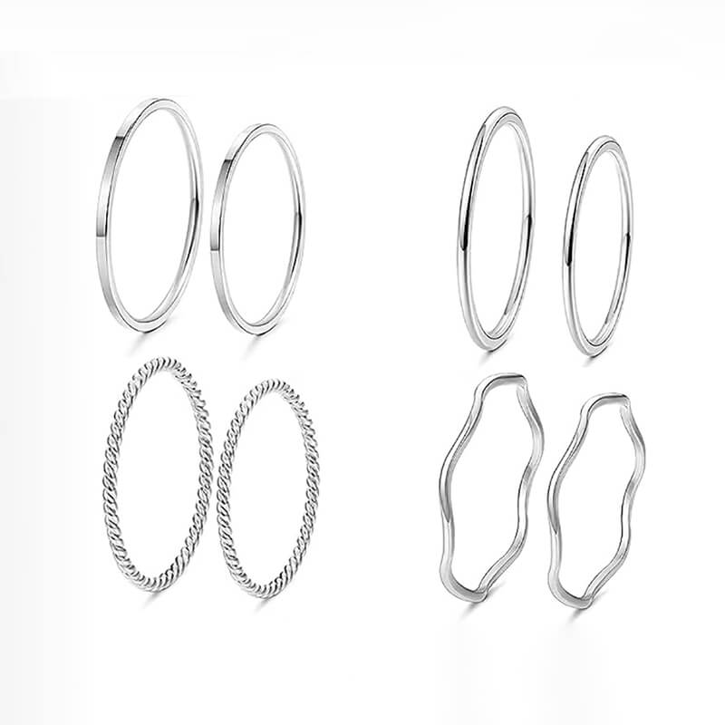 8 Pieces Stainless Steel Minimalist Ring Set