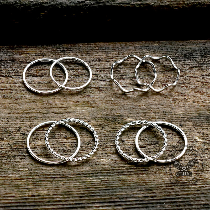 8 Pieces Stainless Steel Minimalist Ring Set