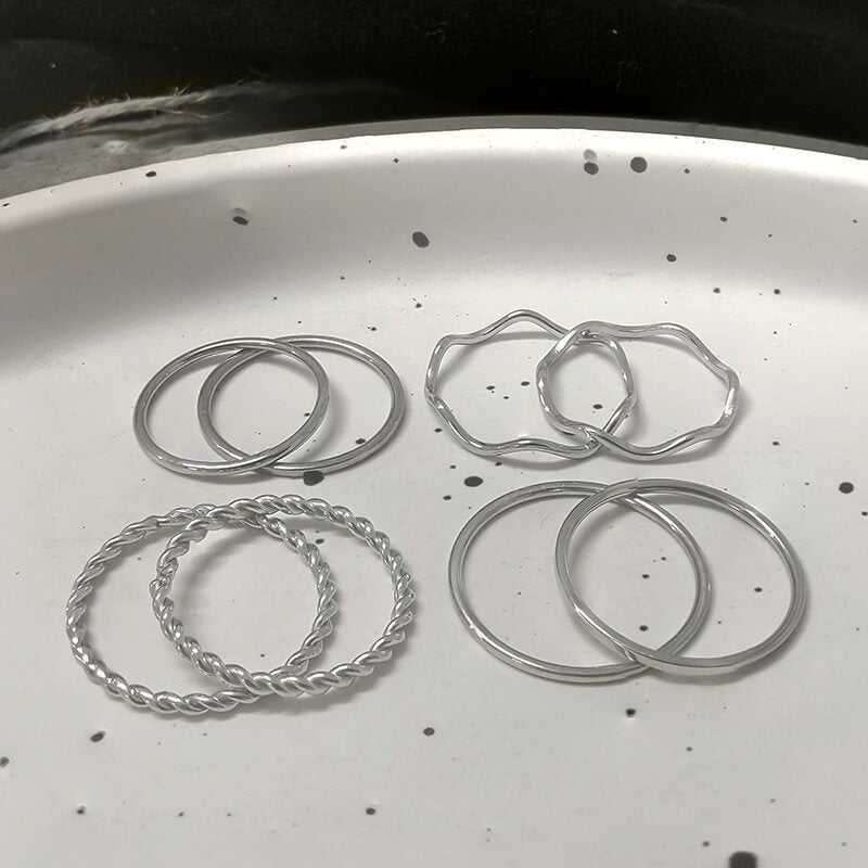 8 Pieces Stainless Steel Minimalist Ring Set